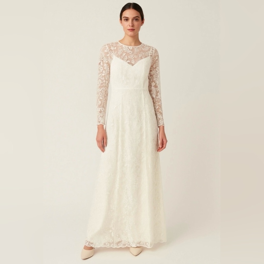 Ivy Oak Bridal Long Sleeve Embroidered Two-Piece Layered Wedding Dress
